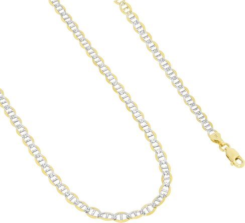 Nuragold 10k الذهب الأصفر الحقيقي الصلبة مارينر 4mm مرساة سلسلة تمهيد الماس قطع سوار (7 "-9") اثنين من لهجة المجوهرات الإيطالية للرجال والنساء in Saudi Arabia