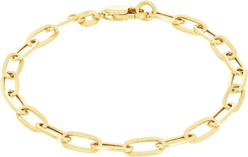 Nuragold 14k Real Yellow Gold Paperclip 4mm Elongated Cable Link Bracelet (7"-8") Italian Jewelry for Men & Women in Saudi Arabia