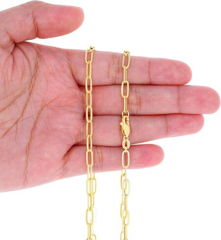 Nuragold 14k Real Yellow Gold Paperclip 4mm Elongated Cable Link Bracelet (7"-8") Italian Jewelry for Men & Women in Saudi Arabia