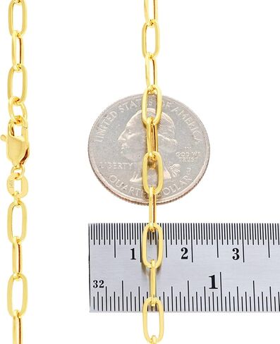 Nuragold 14k Real Yellow Gold Paperclip 4mm Elongated Cable Link Bracelet (7"-8") Italian Jewelry for Men & Women in Saudi Arabia