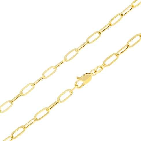 Nuragold 14k Real Yellow Gold Paperclip 4mm Elongated Cable Link Bracelet (7"-8") Italian Jewelry for Men & Women in Saudi Arabia