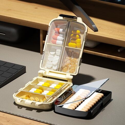 1 Pack Travel Pill Organizer - 8 Grids Pill Case, Compact and Portable Pill Box, Perfect for On-The-Go Storage, Pill Holder for Fish Oil Vitamin Supplement Storage in Saudi Arabia
