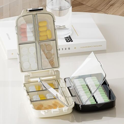 1 Pack Travel Pill Organizer - 8 Grids Pill Case, Compact and Portable Pill Box, Perfect for On-The-Go Storage, Pill Holder for Fish Oil Vitamin Supplement Storage in Saudi Arabia