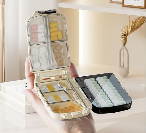 1 Pack Travel Pill Organizer - 8 Grids Pill Case, Compact and Portable Pill Box, Perfect for On-The-Go Storage, Pill Holder for Fish Oil Vitamin Supplement Storage in Saudi Arabia
