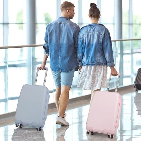 Goplus Carry On Luggage, 20 Inch Lightweight 100% PC Hardshell Suitcase with TSA Lock, Height Adjustable Handle, Spinner Wheels, Airline Approved Luggage for Travel, Business (Light Steel Blue) in Saudi Arabia
