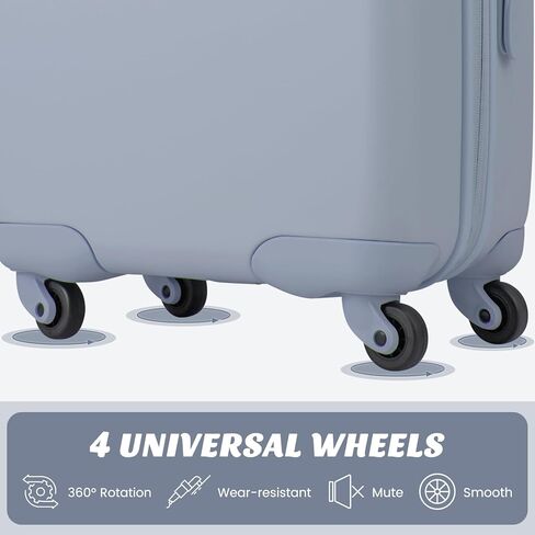 Goplus Carry On Luggage, 20 Inch Lightweight 100% PC Hardshell Suitcase with TSA Lock, Height Adjustable Handle, Spinner Wheels, Airline Approved Luggage for Travel, Business (Light Steel Blue) in Saudi Arabia