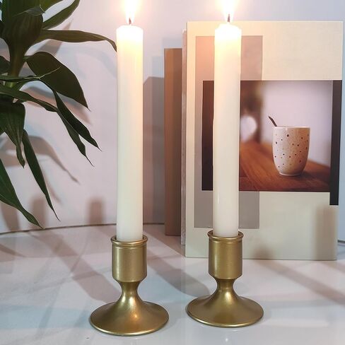 2PCS Brass Gold Taper Candle Holders Vintage Metal Candlestick Holders for Dining Table Centerpiece or Mantel Wedding Party Decor in Saudi Arabia