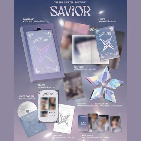 TXT - [The Star Chapter: SANCTUARY] (قياسي - إصدار SAVIOR.) إطار كتاب + كتاب صور + ملصق + قرص مضغوط + بطاقة بريدية + ملصق + بطاقة قطعة ثلج + بطاقة صور + 5 بطاقات صور إضافية in Kuwait