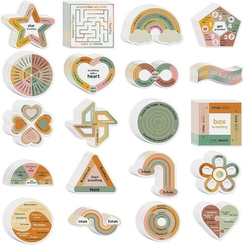 Libima 180 Pcs Anxiety Sensory Stickers Reusable Anxiety Textured Stickers Mindfulness Decals Fidget Calming Breathing Labels for Adults Kids School Office Classroom(Bright Colors) in Kuwait
