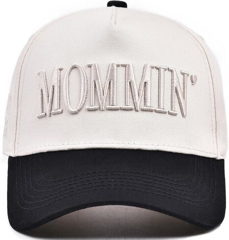 Women’s Mommin Trucker Hat – Two-Tone Embroidered Baseball Cap with Ponytail Opening Adjustable Vintage Style Hat in Saudi Arabia
