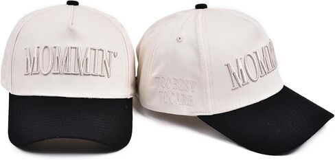 Women’s Mommin Trucker Hat – Two-Tone Embroidered Baseball Cap with Ponytail Opening Adjustable Vintage Style Hat in Saudi Arabia