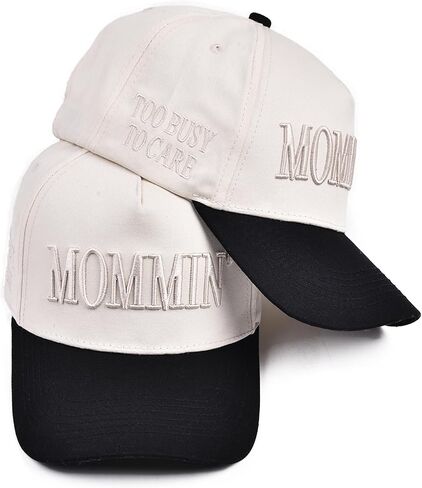 Women’s Mommin Trucker Hat – Two-Tone Embroidered Baseball Cap with Ponytail Opening Adjustable Vintage Style Hat in Saudi Arabia