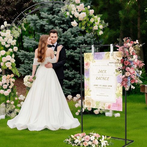 Wedding Welcome Sign Stand, Welcome to Our Wedding Sign Holder with Leather Hanging Strap,50"x30"x 20"Heavy Duty Easel Stand for Sign Suitable for Wedding, Birthday, Halloween, (Black) in Kuwait