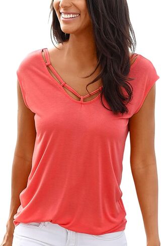 LASCANA Women's Cord Detail V-Neck Top in Saudi Arabia