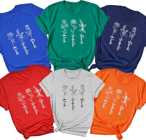 Personalized Mom Grandma Mothers Day Shirt, Customizable Flower Kids Graphic Tees for Mom or Grandpa, Gift for Women Birthday, Christmas, Thanksgiving and Valentine's Day, Shirt with Grandkids Names in Saudi Arabia