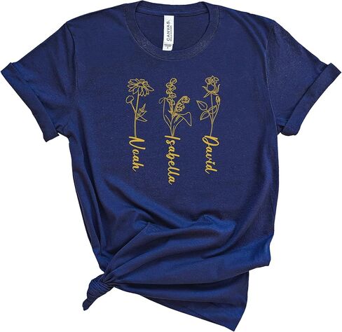 Personalized Mom Grandma Mothers Day Shirt, Customizable Flower Kids Graphic Tees for Mom or Grandpa, Gift for Women Birthday, Christmas, Thanksgiving and Valentine's Day, Shirt with Grandkids Names in Saudi Arabia