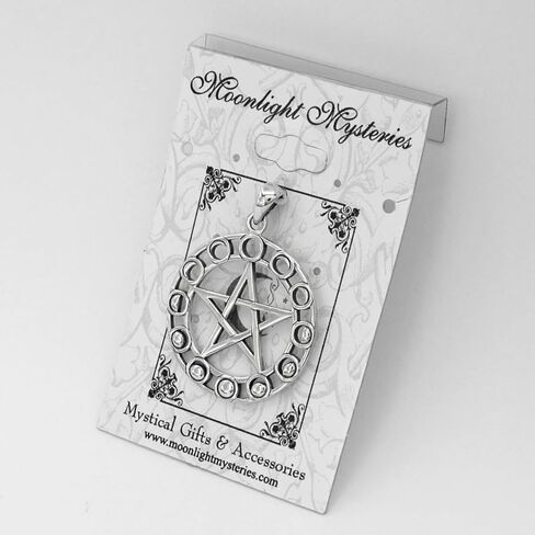 Moonlight Mysteries Moon Pentagram Pendant - Sterling Silver Moon Phase Pentacle Necklace With 18", 20", 22" Adjustable Chain - Wiccan Pagan Jewelry for Women or Men (1.1 inch) in Saudi Arabia