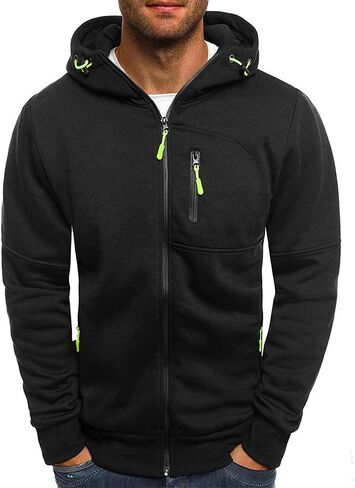 Men’s Full-Zip Hoodie: Multiple Zipper Pockets, Contrast Zipper Accents, Cuffed Sleeves, Stretchy Fabric in Saudi Arabia