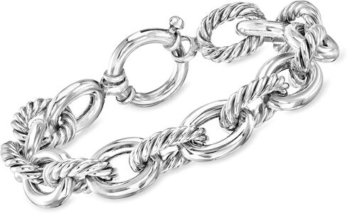 Ross-Simons Sterling Silver Alternating Twisted Oval-Link Bracelet in Saudi Arabia