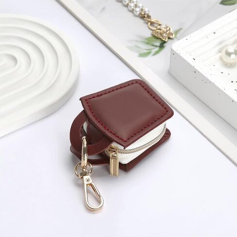 Jewelry Ring Holder Box with Keychain, Small Ring Earring Stud Necklace Storage Case for Gym Travel Sports, Portable Jewelry Storage Boxes (Red) in Saudi Arabia
