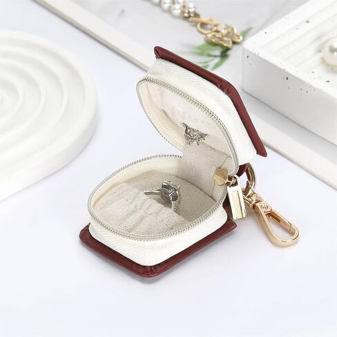 Jewelry Ring Holder Box with Keychain, Small Ring Earring Stud Necklace Storage Case for Gym Travel Sports, Portable Jewelry Storage Boxes (Red) in Saudi Arabia