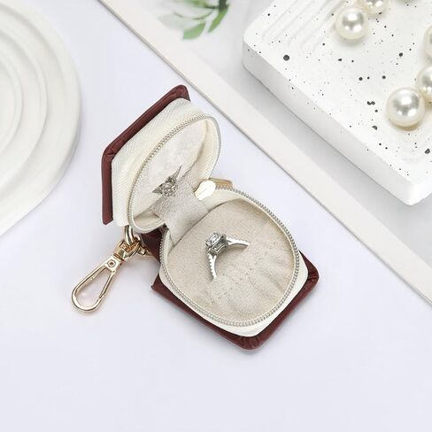 Jewelry Ring Holder Box with Keychain, Small Ring Earring Stud Necklace Storage Case for Gym Travel Sports, Portable Jewelry Storage Boxes (Red) in Saudi Arabia