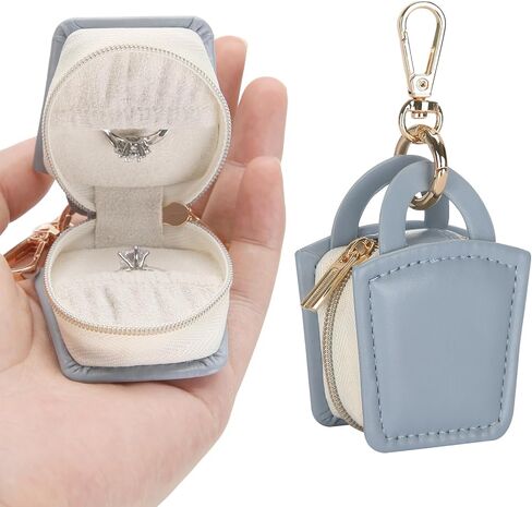 Jewelry Ring Holder Box with Keychain, Small Ring Earring Stud Necklace Storage Case for Gym Travel Sports, Portable Jewelry Storage Boxes (Red) in Saudi Arabia