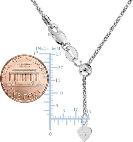 Jewelry Affairs Sterling Silver Rhodium Plated Adjustable Wheat Chain Necklace, 1.0mm, 22" in Saudi Arabia