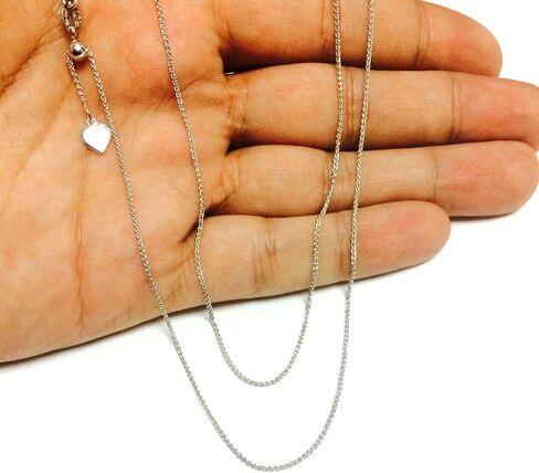 Jewelry Affairs Sterling Silver Rhodium Plated Adjustable Wheat Chain Necklace, 1.0mm, 22" in Saudi Arabia