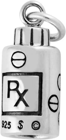TI Pharmacist Prescription Rx Medication Pharmacy Bottle 925 Solid Sterling Silver Charm Pendant Bracelet Dangle in Saudi Arabia