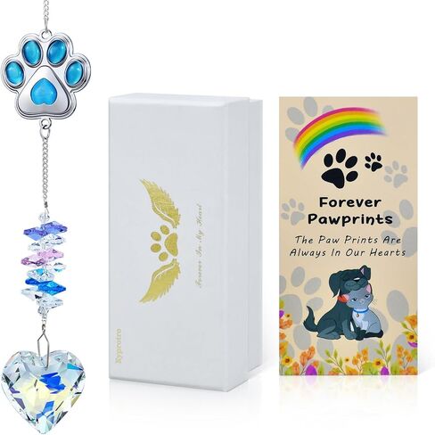 Pet Memorial Suncatcher ، هدايا الحيوانات الأليفة التذكارية للكلاب ، الكلاب الكريستال ميموريال Suncatcher مع Pawprint & Heart ، فقدان هدية تعاطف الكلاب ، هدايا الفجيعة الكلب ، هدية ذاكرة الكلب لمحبي الحيوانات الأليفة in Kuwait