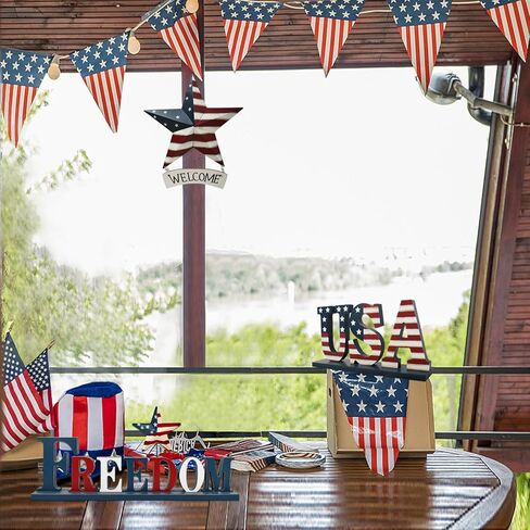 4th of July Metal Star Barn Patriotic Welcome Sign Hanging Wall Decoration, Rustic American Star Decor US Flag Barn Star Door Hanger Sign Indoor Outdoor Wall Art Decor for Veterans Day Labor Day in Saudi Arabia