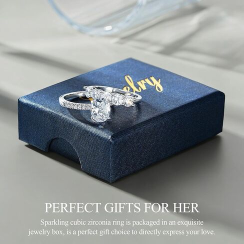 Engagement Rings for Women - 2CT Gold/Silver Oval Cut Cubic Zirconia Engagement Wedding Rings Set for Women Eternity Wedding Band Promise Ring for Her Bride Anniversary Birthday Gifts in Saudi Arabia