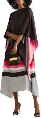 Designer New Calf Length Women Printed Casual Wear Soft Satin Silk Tunic Kaftan, Wedding Party Dress Caftan, Luxury Gift, Handmade Kaftan Black, One Size in Saudi Arabia