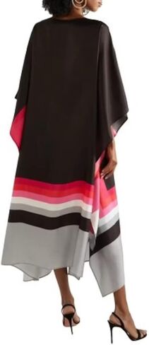 Designer New Calf Length Women Printed Casual Wear Soft Satin Silk Tunic Kaftan, Wedding Party Dress Caftan, Luxury Gift, Handmade Kaftan Black, One Size in Saudi Arabia