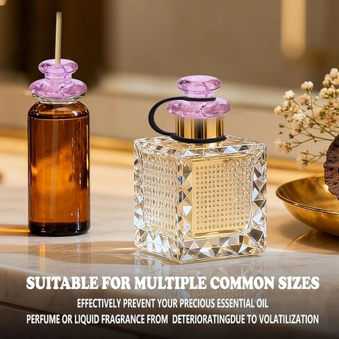 2 pcs Glass Aroma Bottles with Dust-Proof Diffusion Caps/High Transparency Glass Sealing Caps, Suitable for Rattan Aroma Volatilization Bottles, Universal Diffusion Cap, Pink in Saudi Arabia