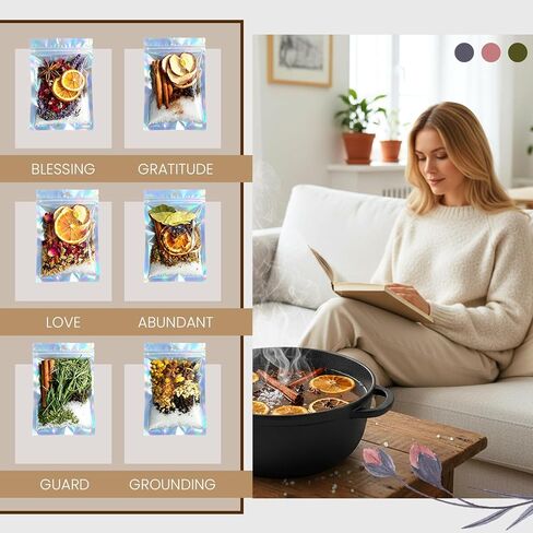 Intention Simmer Pot Blends – Reiki-Infused Simmer Pot for Stove Potpourri, Manifestation & Home Energy | with Dried Fruits & Spices | Cozy Home Aroma & Mindful Rituals (6) in Saudi Arabia