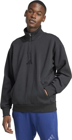 adidas Men's All SZN Fleece Quarter-Zip Crewneck Sportswear Sweatshirt, Black, Medium in Saudi Arabia