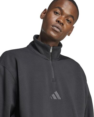adidas Men's All SZN Fleece Quarter-Zip Crewneck Sportswear Sweatshirt, Black, Medium in Saudi Arabia