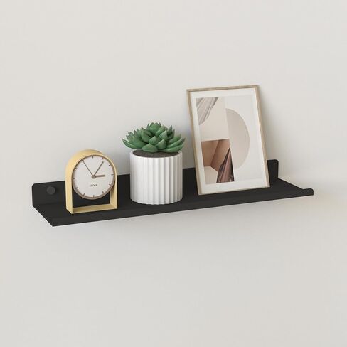 ANYHI Metal Floating Shelf, 14.5 Inch Black Wall Shelf with Lip, Display Shelf for Living Room Bathroom Bedroom Kitchen in Saudi Arabia