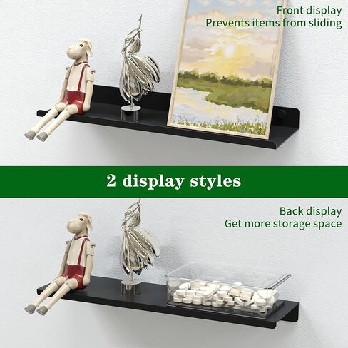ANYHI Metal Floating Shelf, 14.5 Inch Black Wall Shelf with Lip, Display Shelf for Living Room Bathroom Bedroom Kitchen in Saudi Arabia