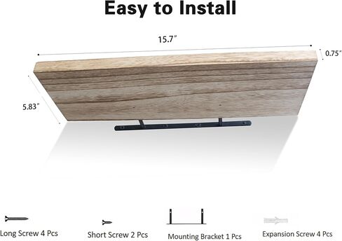Small Wall Shelf, Floating Shelf for Wall Mounted Storage for Bathroom, Bedroom, Living Room, Kitchen, Hanging Display for Books and Decor with Invisible Brackets, 1 Set (1, Brown) in Saudi Arabia