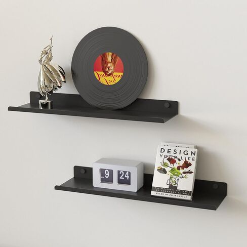 ANYHI Metal Floating Shelf, 14.5 Inch Black Wall Shelf with Lip, Display Shelf for Living Room Bathroom Bedroom Kitchen in Saudi Arabia