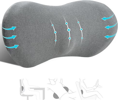 Lumbar Support Pillow, Memory Foam Lumbar Pillow for Lower Back Pain Relief, Back Support Pillow for Office Chair, Car Seat - Black in Saudi Arabia