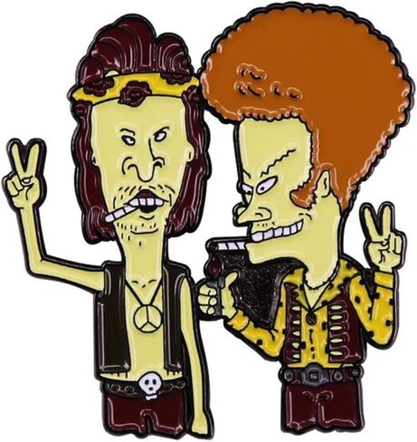 Beavis and Butt-Head Butthead كوميديا ​​الرسوم المتحركة برنامج تلفزيوني كارتون الهبي الهبي 60s 70s السلام الحب الدخان التدخين ارتفاع الاعشاب القنب CBD القنب الماريجوانا 1.6 "المينا شارة بدبوس in Saudi Arabia