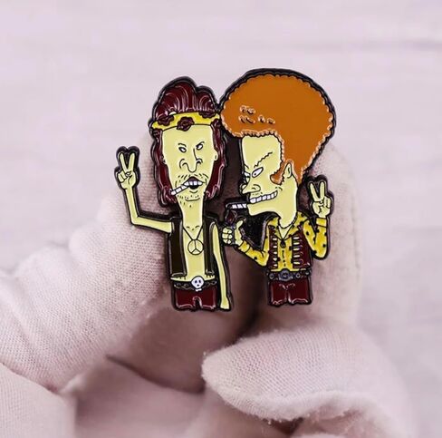 Beavis and Butt-Head Butthead كوميديا ​​الرسوم المتحركة برنامج تلفزيوني كارتون الهبي الهبي 60s 70s السلام الحب الدخان التدخين ارتفاع الاعشاب القنب CBD القنب الماريجوانا 1.6 "المينا شارة بدبوس in Saudi Arabia