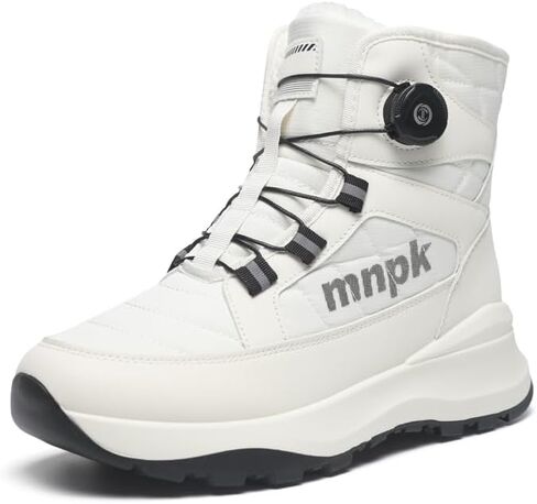 Winter Snow Boots, High-Top Athletic Design, Quick-Lock System, Black and White Colors, Waterproof Outdoor Footwear in Saudi Arabia
