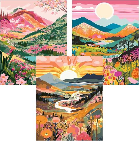 Ekuxom 6 Pack Paint by Numbers Kit for Adults Beginner, 12x16 inch Beach Adult Paint by Number Kits on Canvas, DIY Beach Painting by Numbers for Adults Home Wall Decor in Kuwait