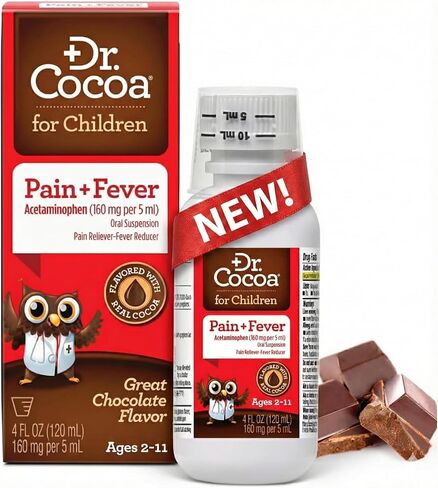 Children's Pain Relief & Fever Reducer | Acetaminophen 160mg/5mL | Real Chocolate Flavor Kids Love | Ages 2-11 | Dye-Free, No HFCS | 8 FL OZ with Dosing Cup in Saudi Arabia