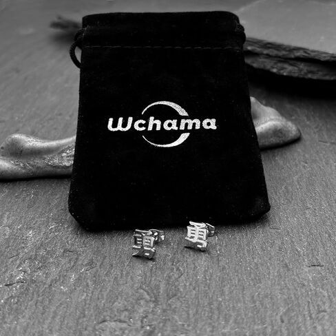 Bravery/Courage Kanji for Earrings Japanese Stud Black Chinese Character Earrings for Men Women in Saudi Arabia
